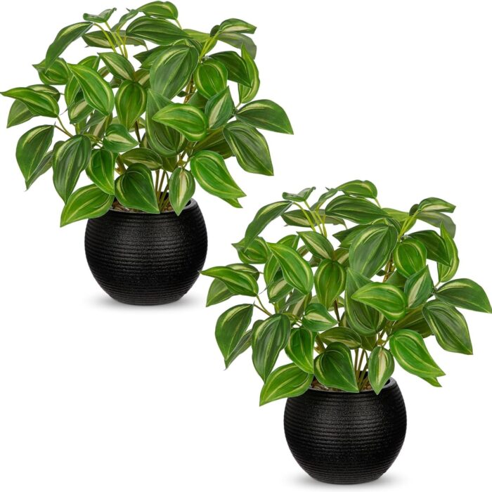 2 Packs Artificial Plants in Black Pot Fake Ivy Plants